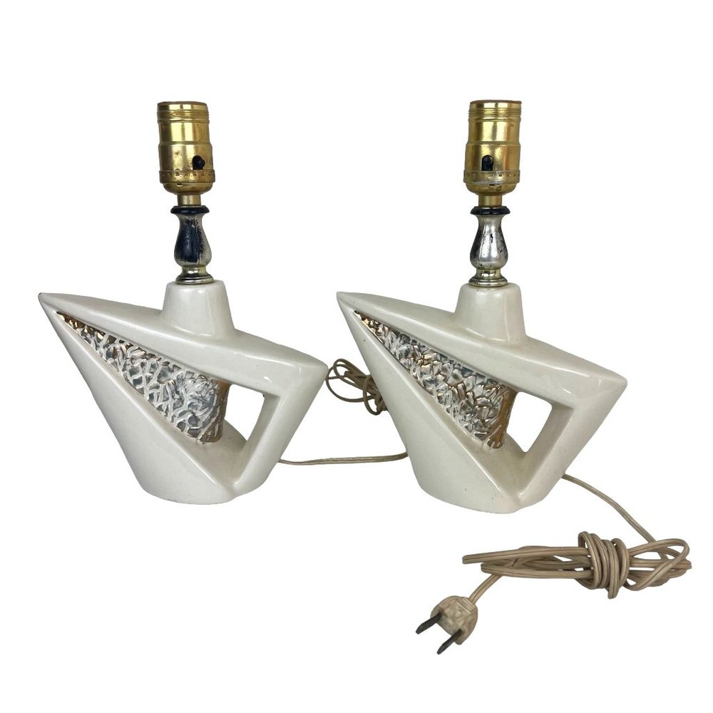 Set of 2 Matching Mid Century Modern Boomerang Lamps